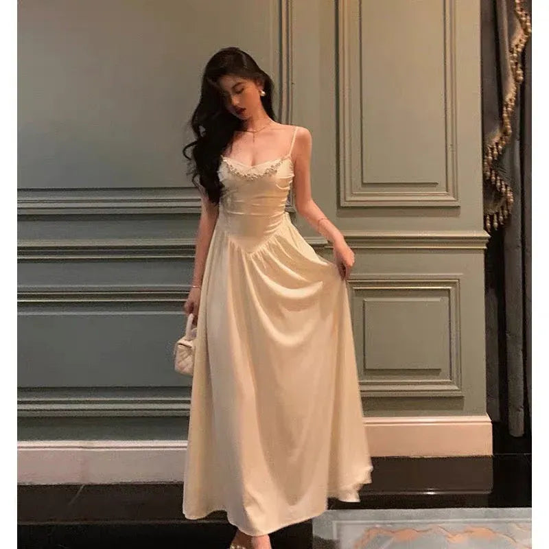 Elegant A-line Sweetheart-Strap Sleeveless Pearl Ivory Maxi Prom Dress for Women Custom