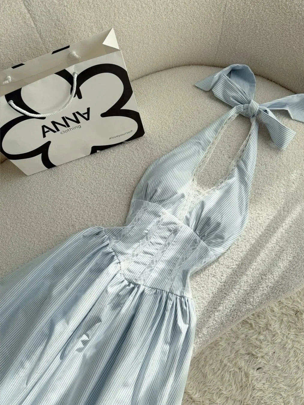 Elegant A Line Halter Striped Lace Long Party Dress Prom Dress For Ladies
