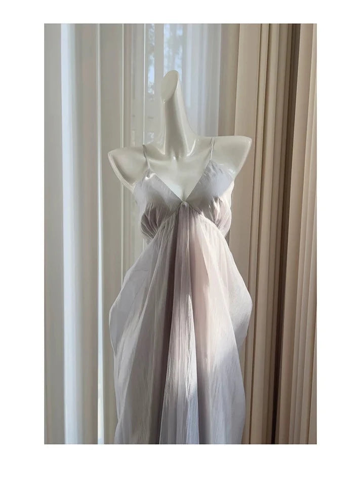 Elegant A Line Spaghetti Straps Chiffon Long Evening Dress Prom Dress