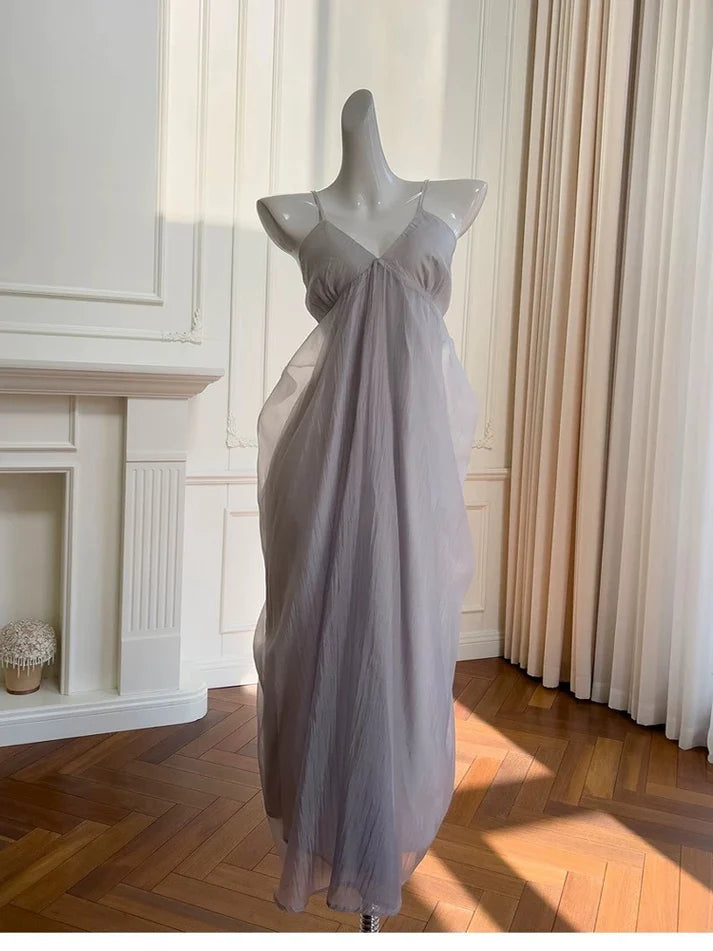 Elegant A Line Spaghetti Straps Chiffon Long Evening Dress Prom Dress