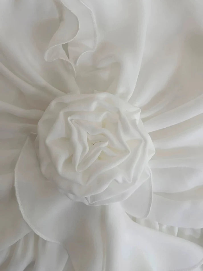 Elegant A line Halter Ruffle Chiffon White Long Evening Dress Prom Dress