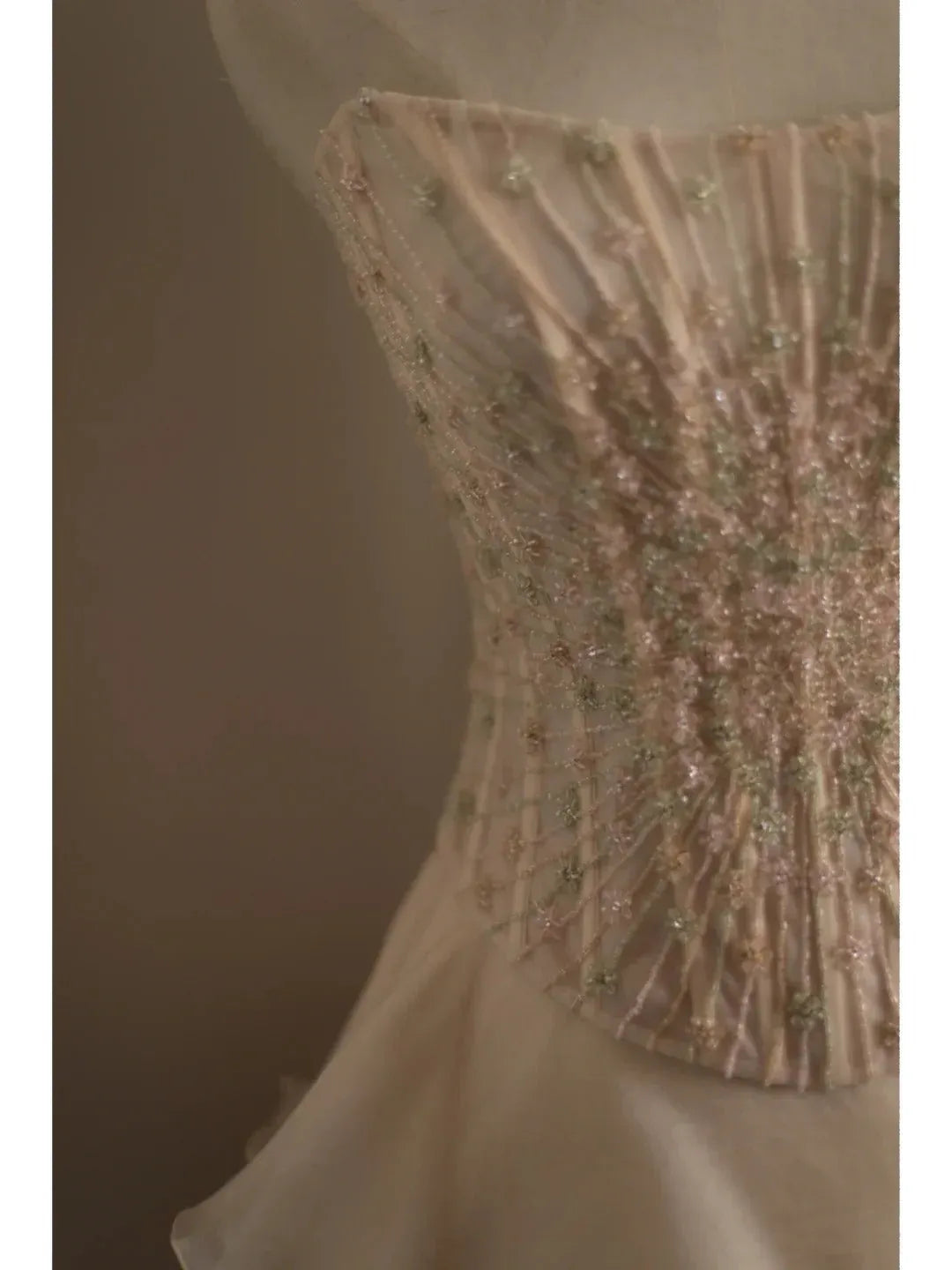Elegant Ballgown Strapless Beaded Champagne Long Prom Dress for Women Ready to Ship