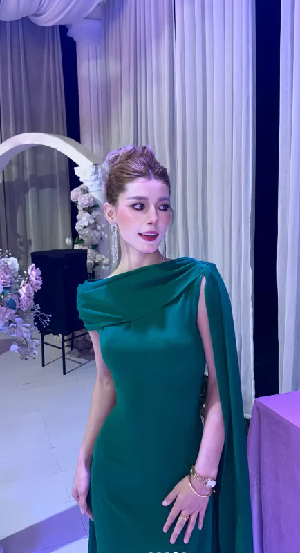 Elegant Boat Neck Chiffon Dark Green Mother of the Bride Dresses