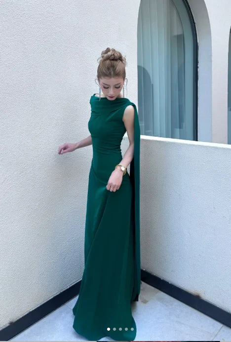 Elegant Boat Neck Chiffon Dark Green Mother of the Bride Dresses