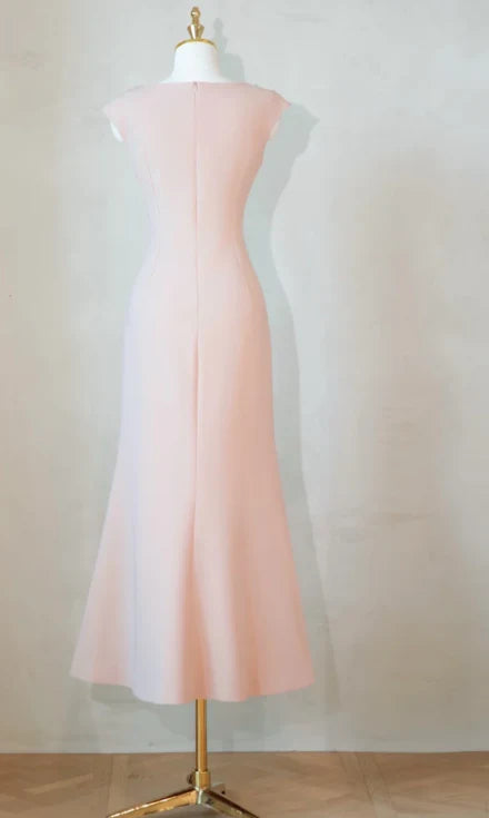 Elegant Mermaid Jewel Satin Pink Mother of the Bride Dresses With Beaded