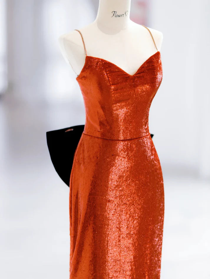 Elegant Mermaid Spaghetti Straps Slit Sequin Long Evening Dress Prom Dress