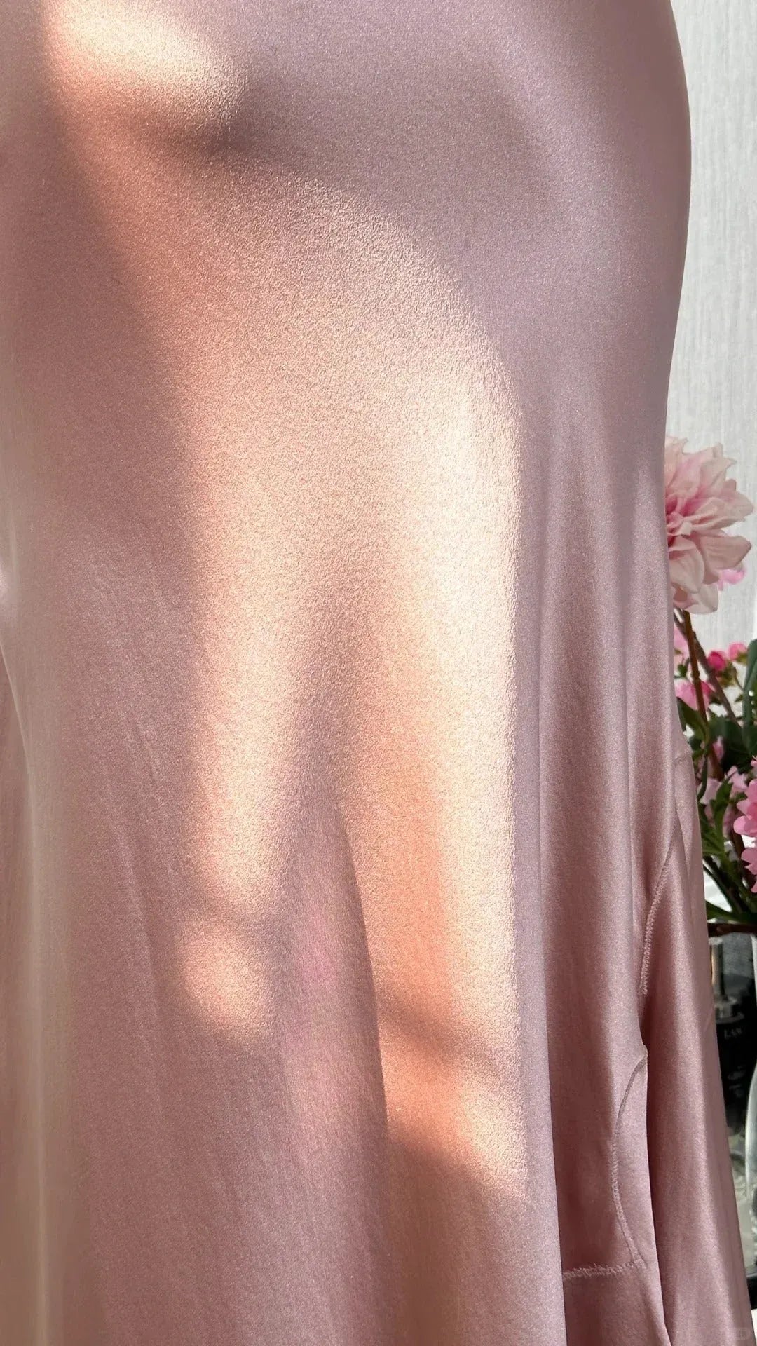 Elegant Mermaid Square-Neck Spaghetti-Strap Ruched Satin Blush Midi Evening Dress for Women