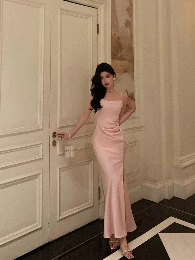 Elegant Mermaid Sweetheart-Strap Sleeveless Ruched Blush Maxi Prom Dress for Women Custom