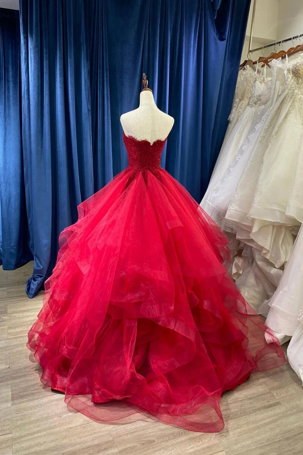Elegant Princess Strapless Sleeveless Backless Floor-Length Prom Dress