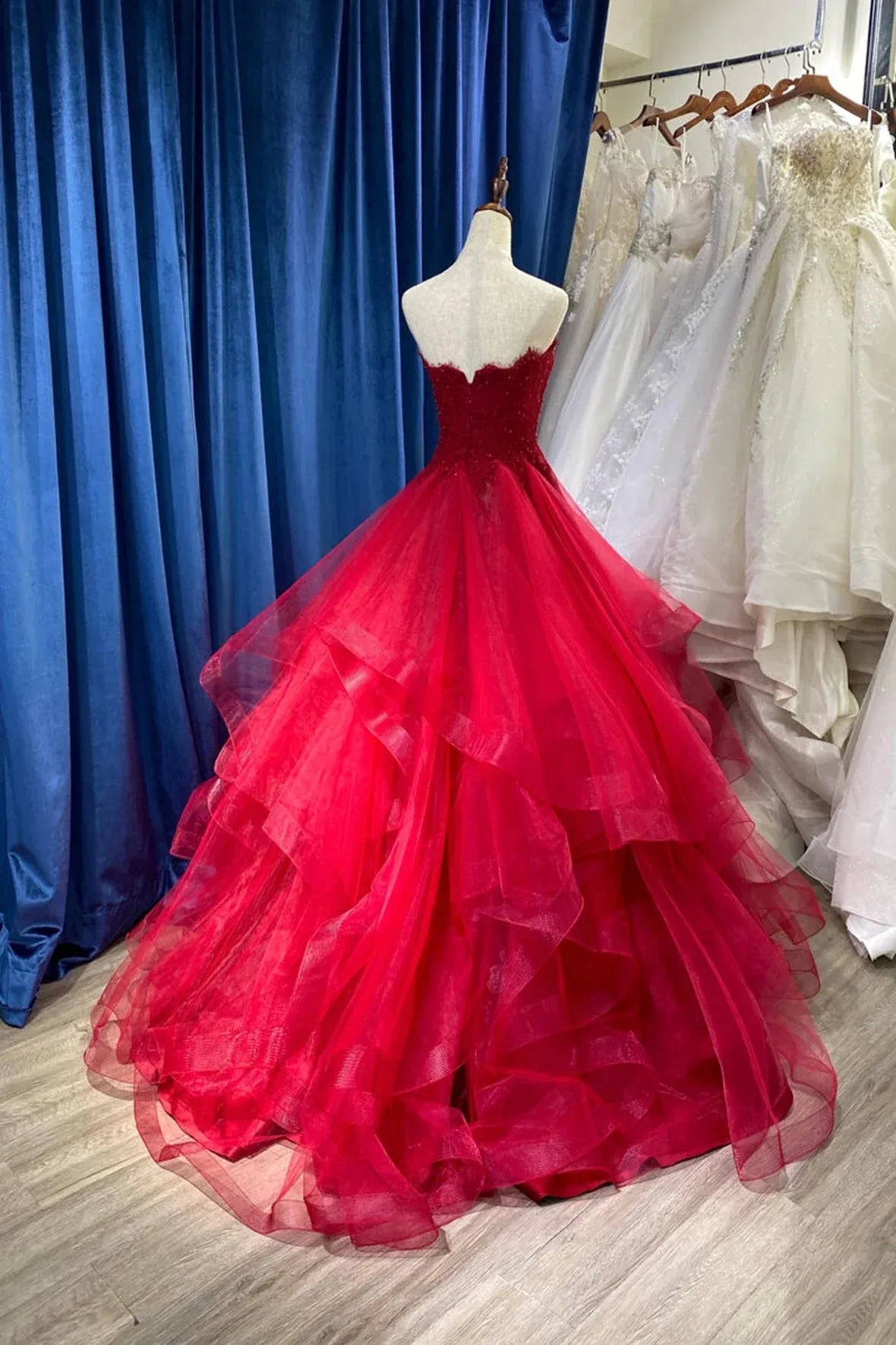 Elegant Princess Strapless Sleeveless Backless Floor-Length Prom Dress
