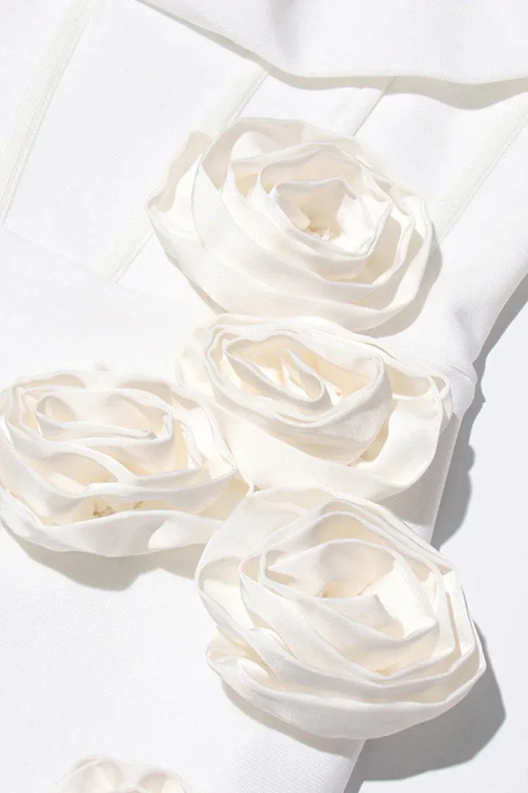 Elegant Satin Long Evening Dress White Strapless Sleeveless for Women