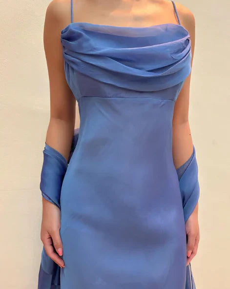 Elegant Sheath Spaghetti Straps Sleeveless Backless Floor Length Prom Dress