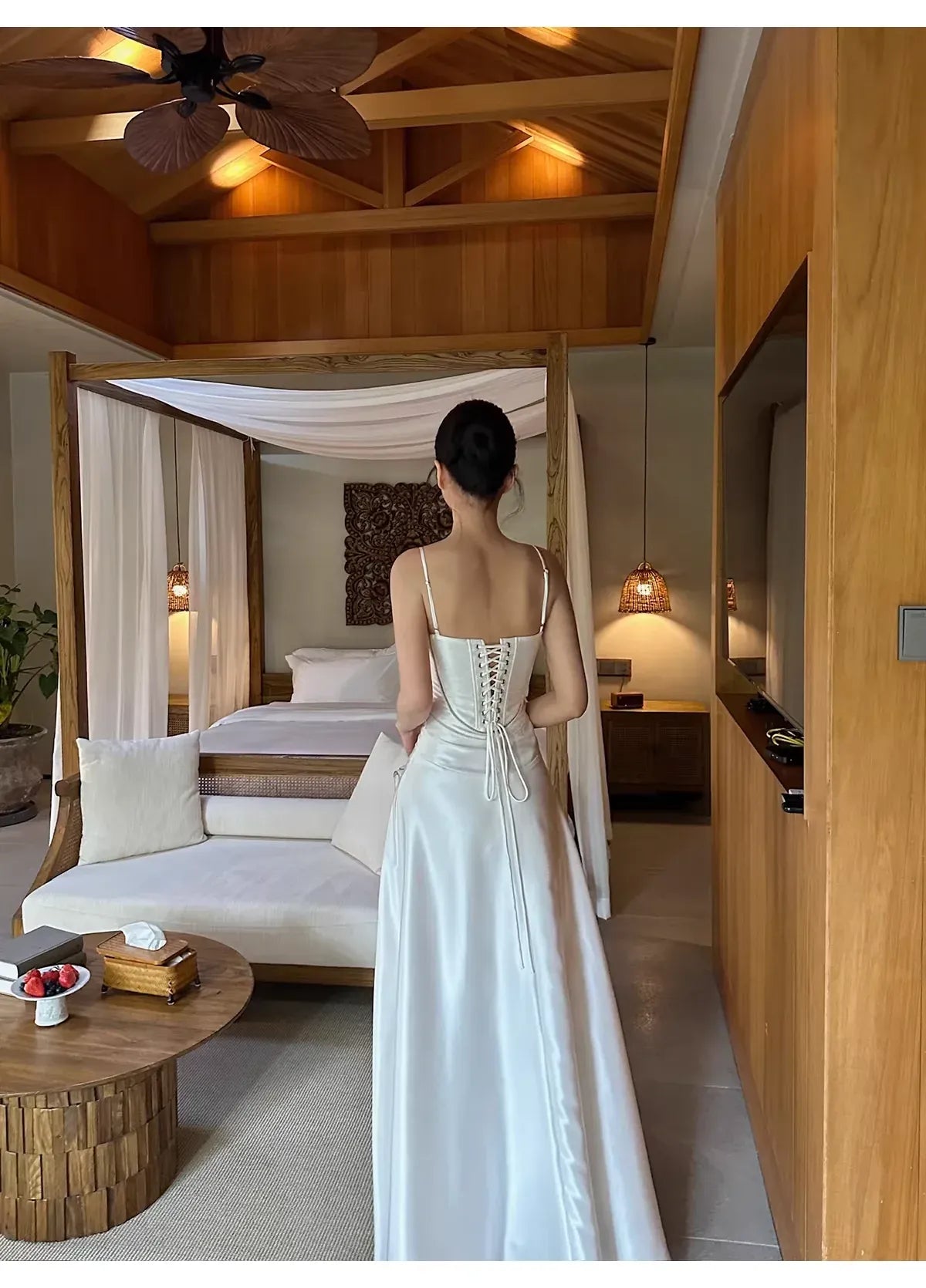 Elegant Sheath Square Neck Sleeveless Satin White Maxi Prom Dress for Women Custom