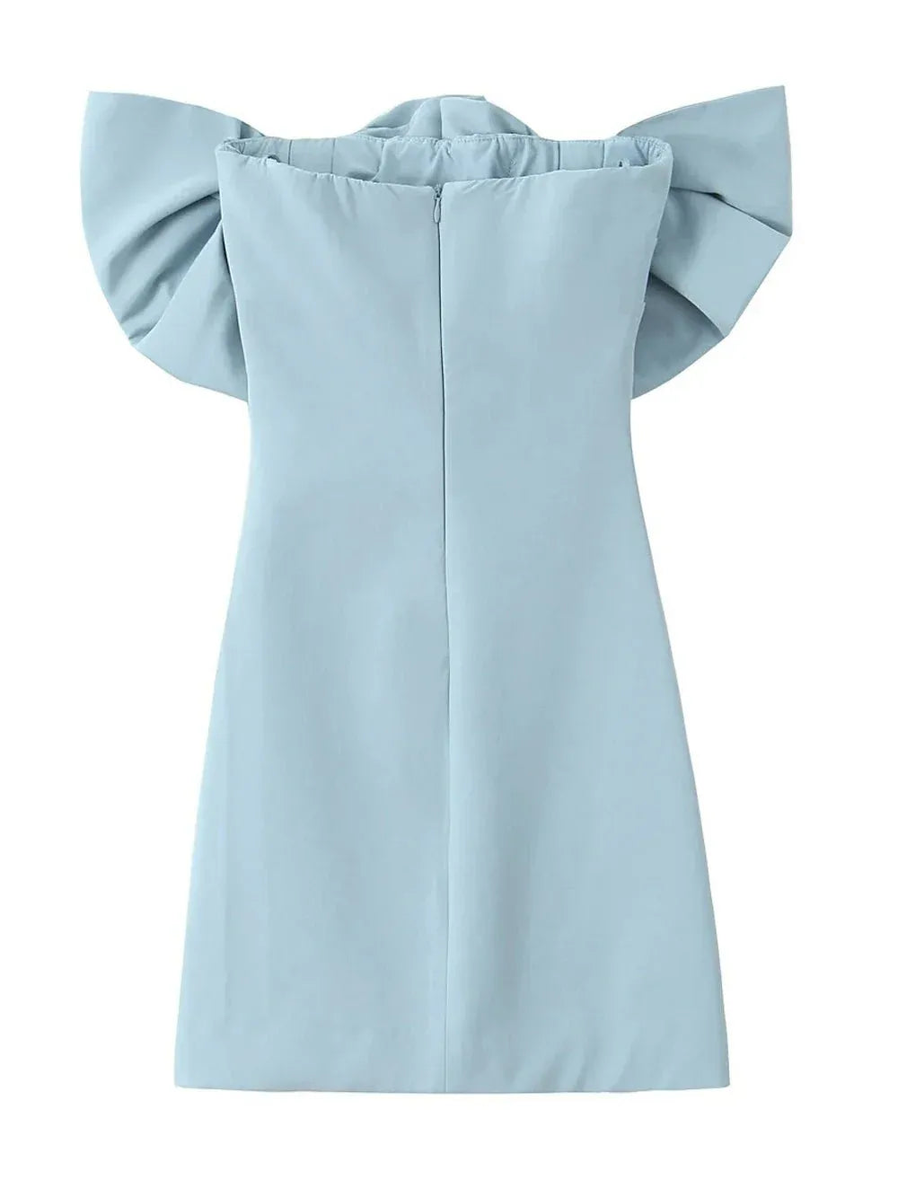 Elegant Sheath Strapless Oversized Bow Light Blue Mini Homecoming Dress For Ladies
