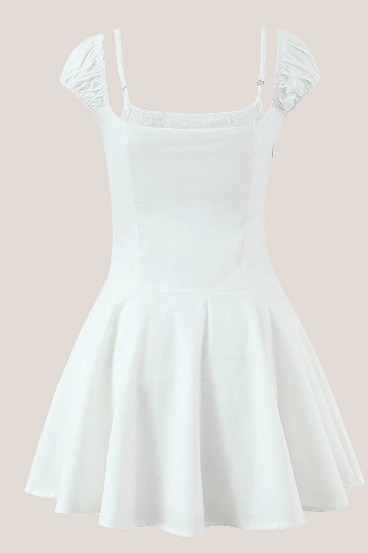 Elegant A-Line Square Neck Puff Sleeves Corset White Mini Homecoming Dresses