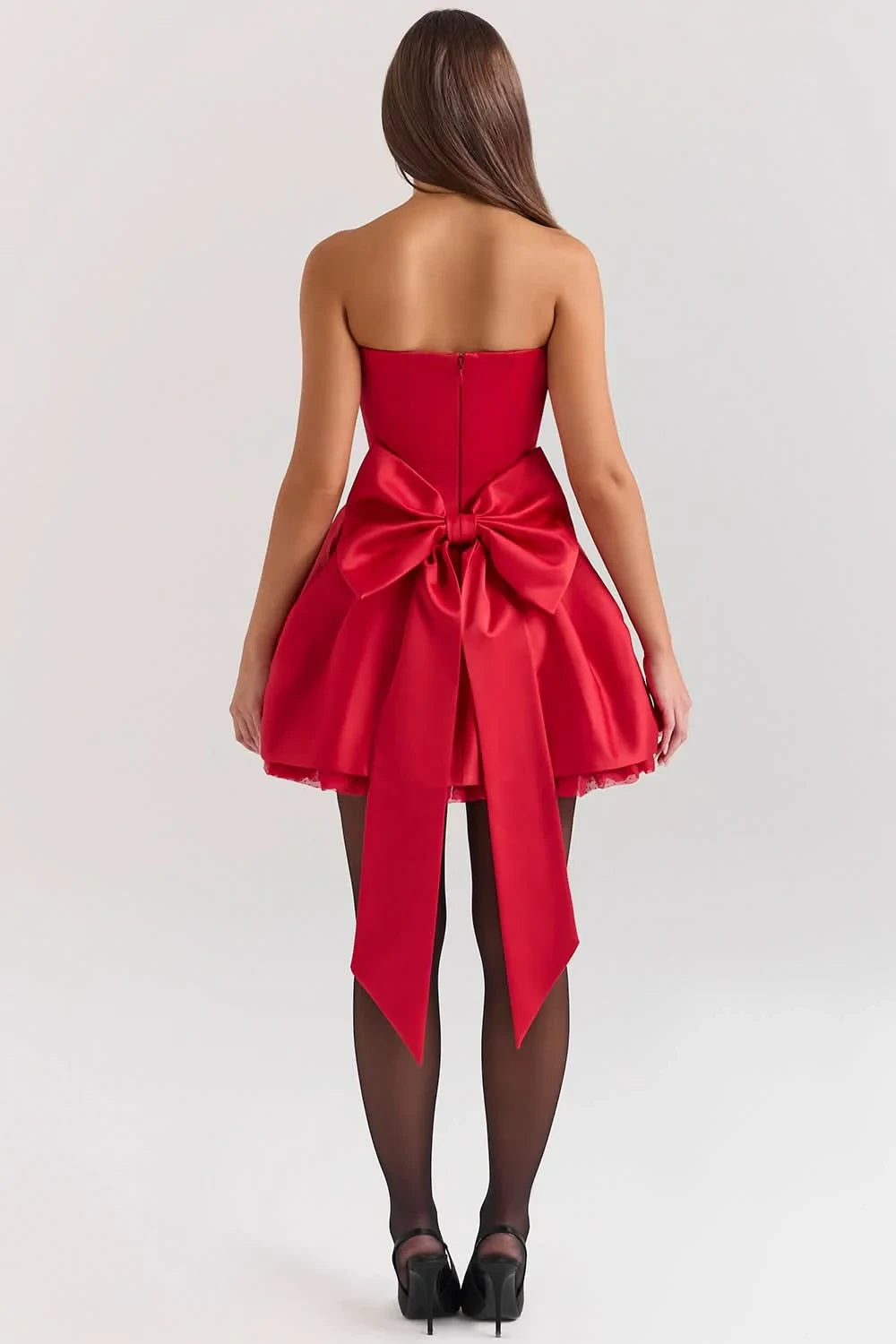 Elegant A-Line Sweetheart Bow-Back Pleated Red Mini Homecoming Dresses