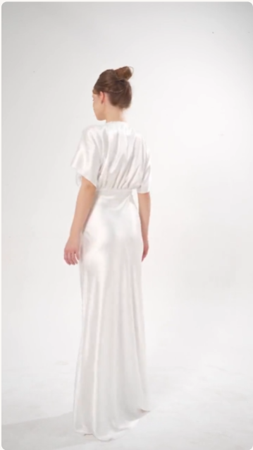 Elegant A-Line V-Neck Flutter Sleeve Graceful Ivory Floor-Length Prom Dress