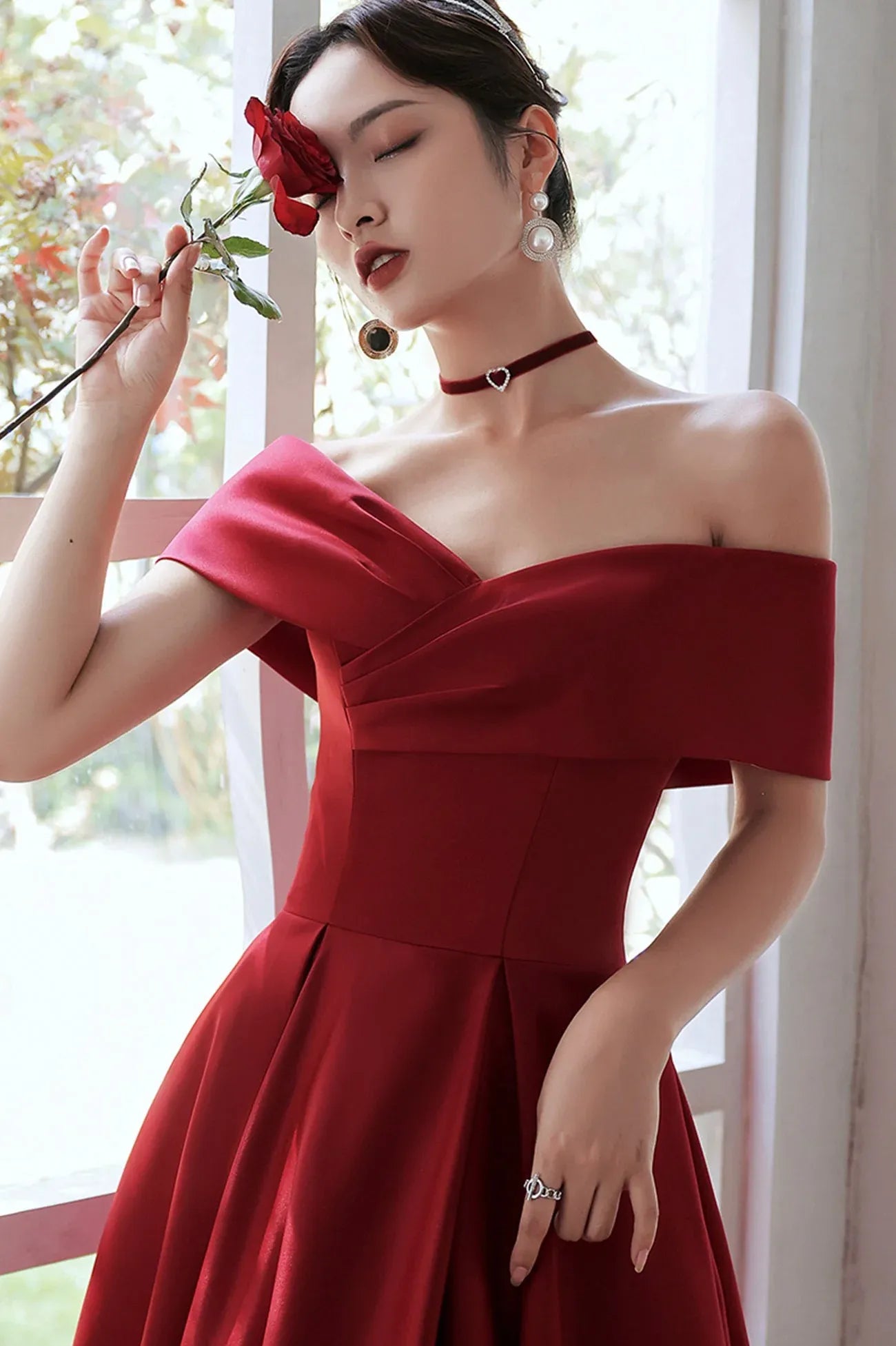 Elegant A-Line V Neck Cap Sleeve Lace Up Floor-Length Prom Dress