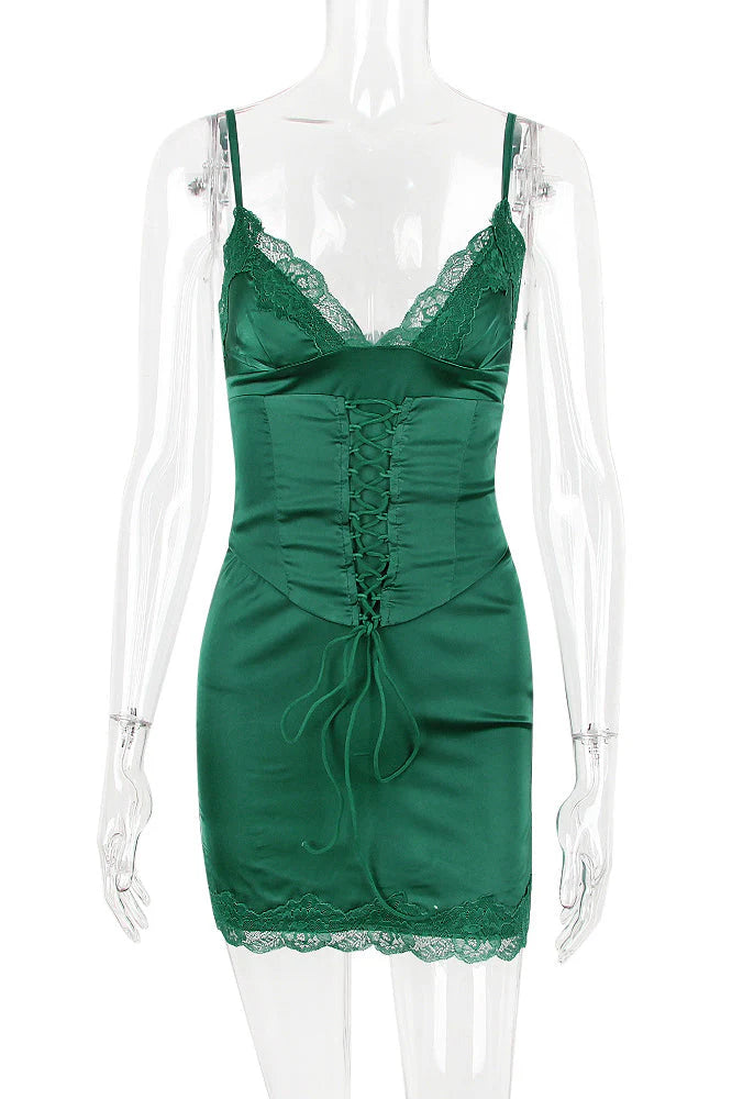Elegant Bodycon Sweetheart Corset Lace Trim Emerald Green Mini Homecoming Dress