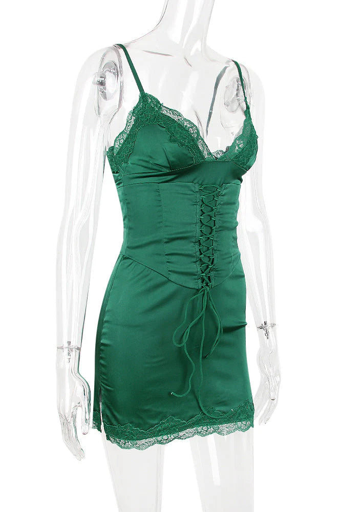 Elegant Bodycon Sweetheart Corset Lace Trim Emerald Green Mini Homecoming Dress