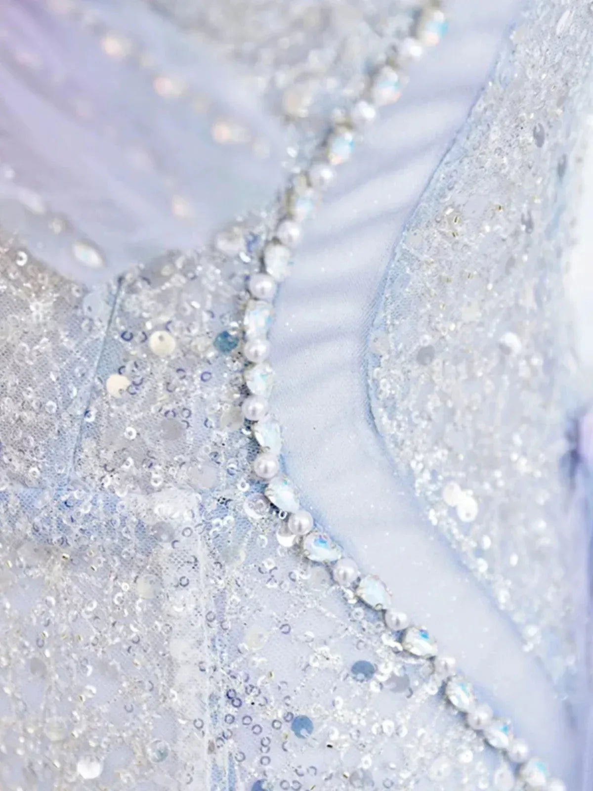 Enchanting Ballgown Sweetheart Sleeveless Ombre-Tulle Sequin Light Blue Floor-Length Prom Dress for Women