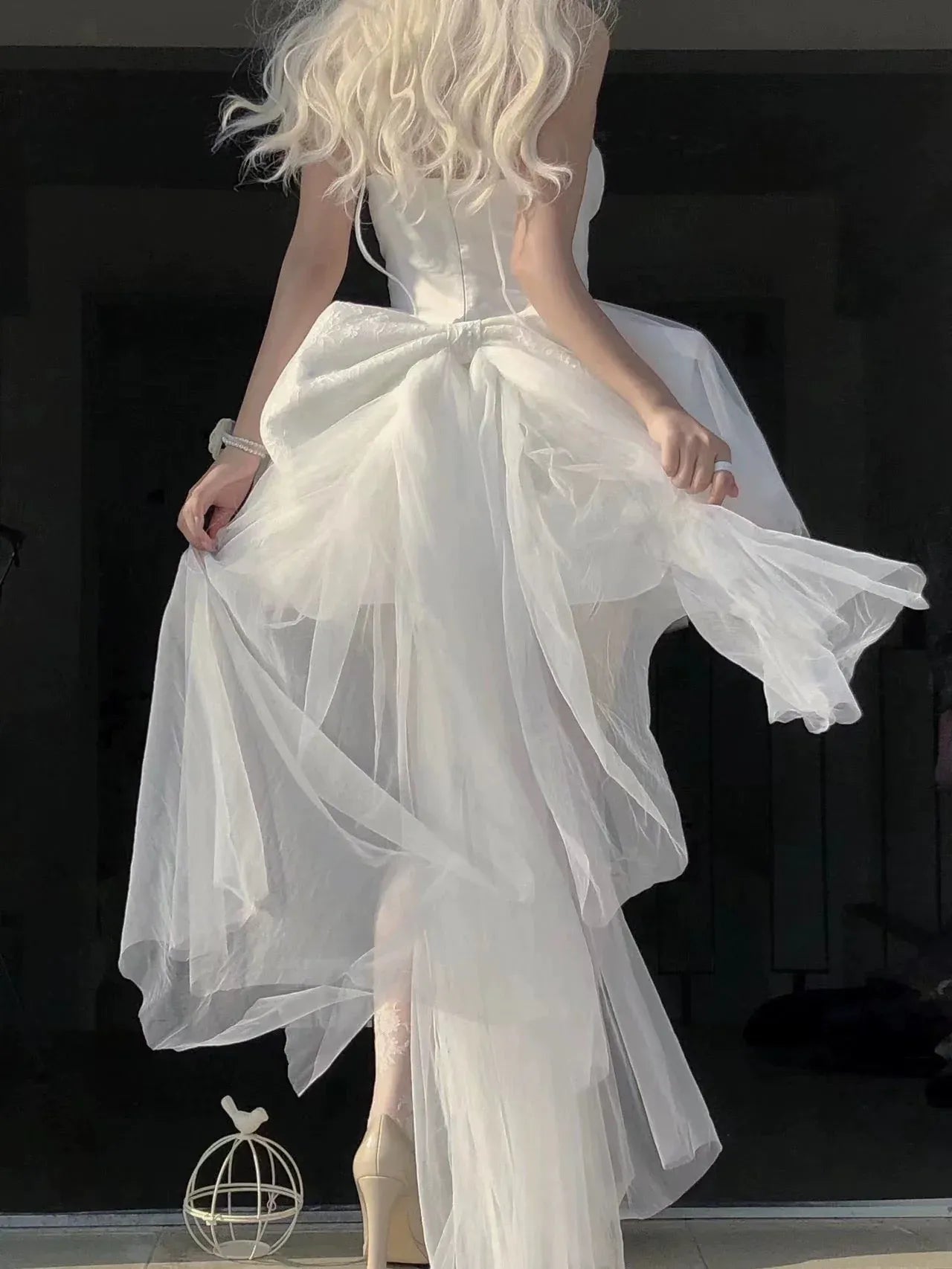Ethereal A-line Sweetheart Sleeveless Tulle White Mini Homecoming Dress For Women Ready To Ship