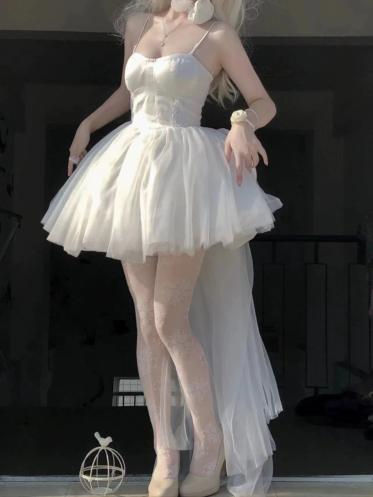 Ethereal A-line Sweetheart Sleeveless Tulle White Mini Homecoming Dress For Women Ready To Ship