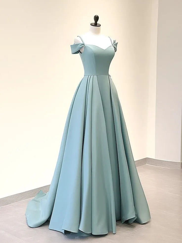 Ethereal Ballgown Sweetheart Short-Sleeve Bow-Accent Mint Green Long Prom Dress for Women Ready to Ship