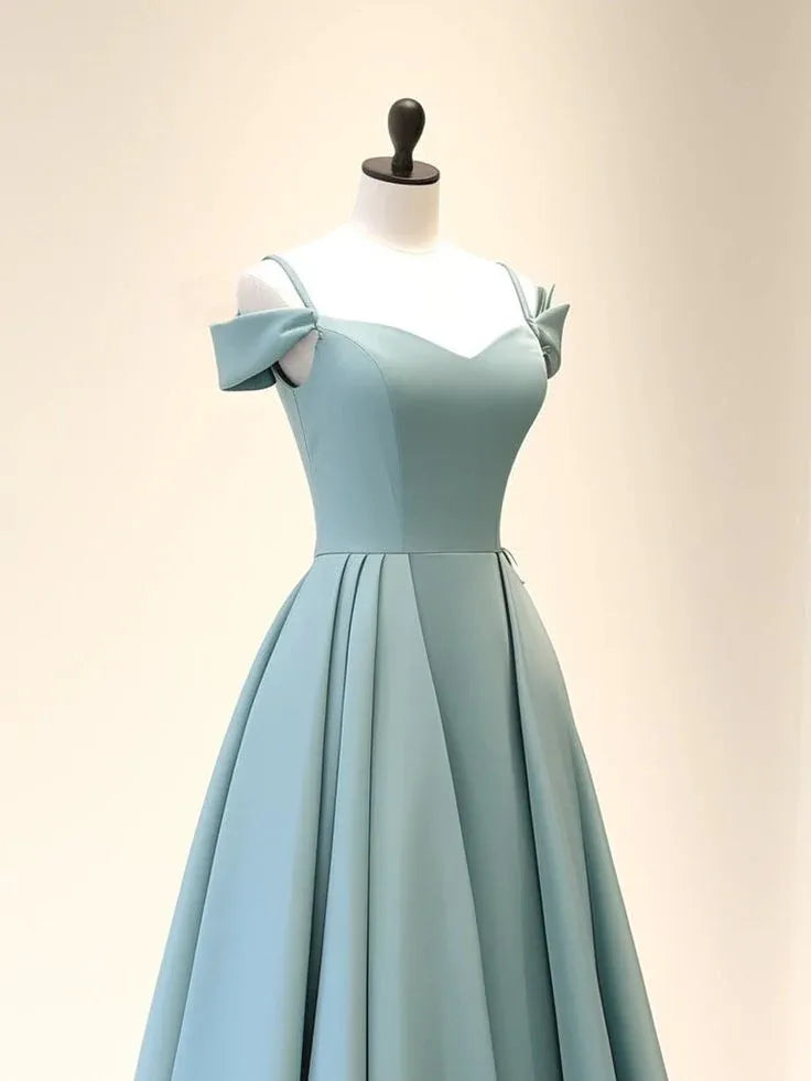 Ethereal Ballgown Sweetheart Short-Sleeve Bow-Accent Mint Green Long Prom Dress for Women Ready to Ship
