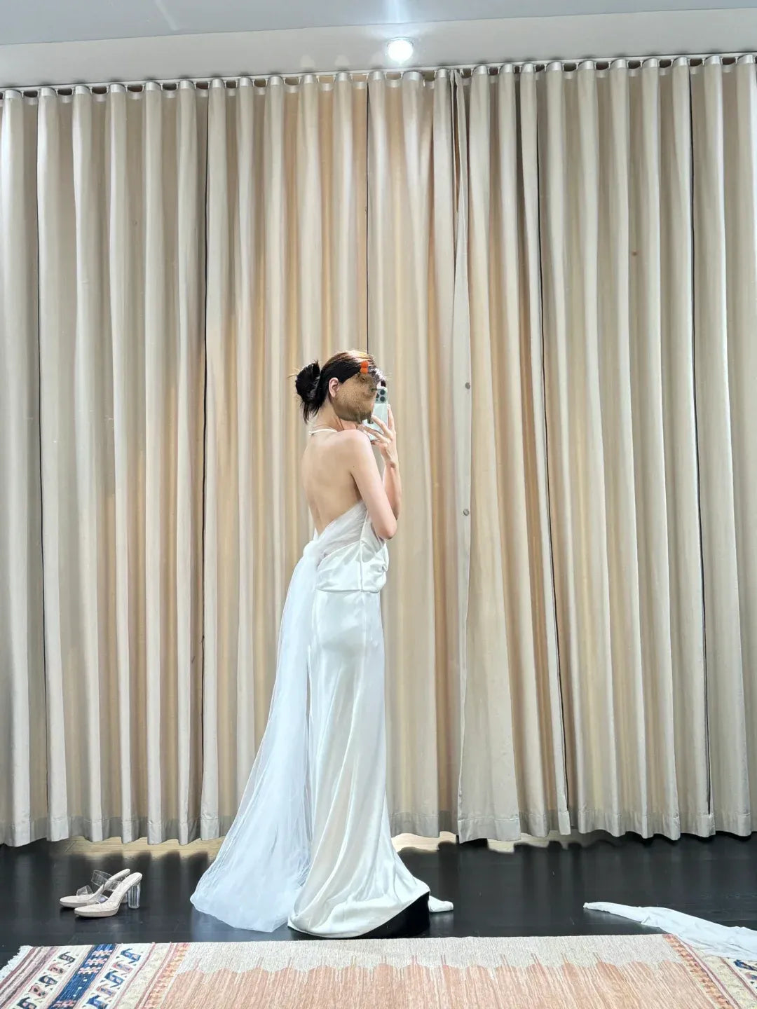 Ethereal Mermaid Halter Twisted Backless Satin White Train Prom Dress