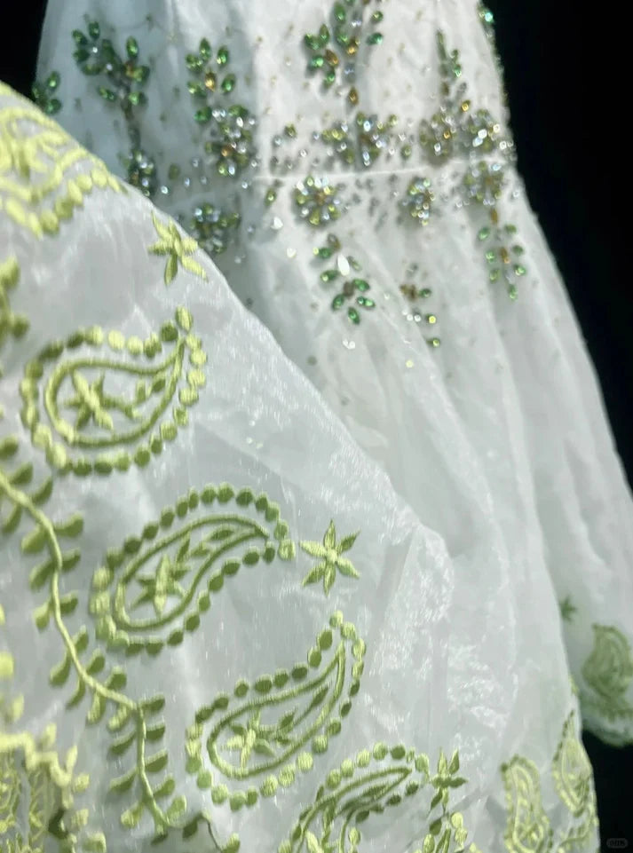 Exquisite A-line V Neck Rhinestone Beaded Light Green Short Party Dress