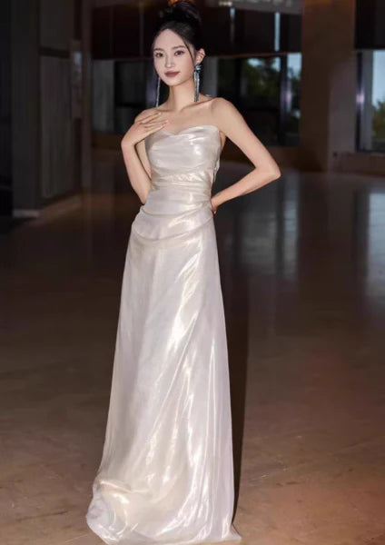 Fairy Sheath Strapless Ruffle Tulle Evening Dress Party Dress Prom Dress