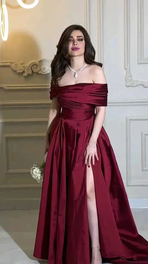 Fashion A-Line Off the Shoulder Sleeveless Zipper Up Floor-Length Prom Dress