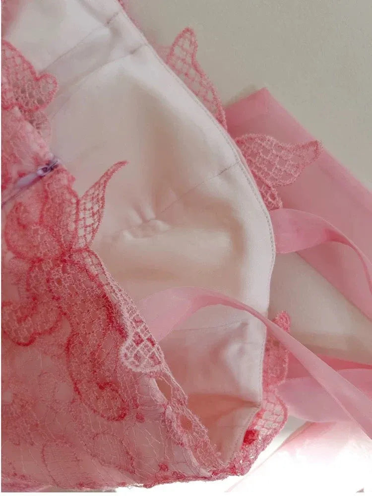 Feminine A-Line Square Neck Sleeveless Lace Coral Pink Maxi Prom Dress for Women Custom