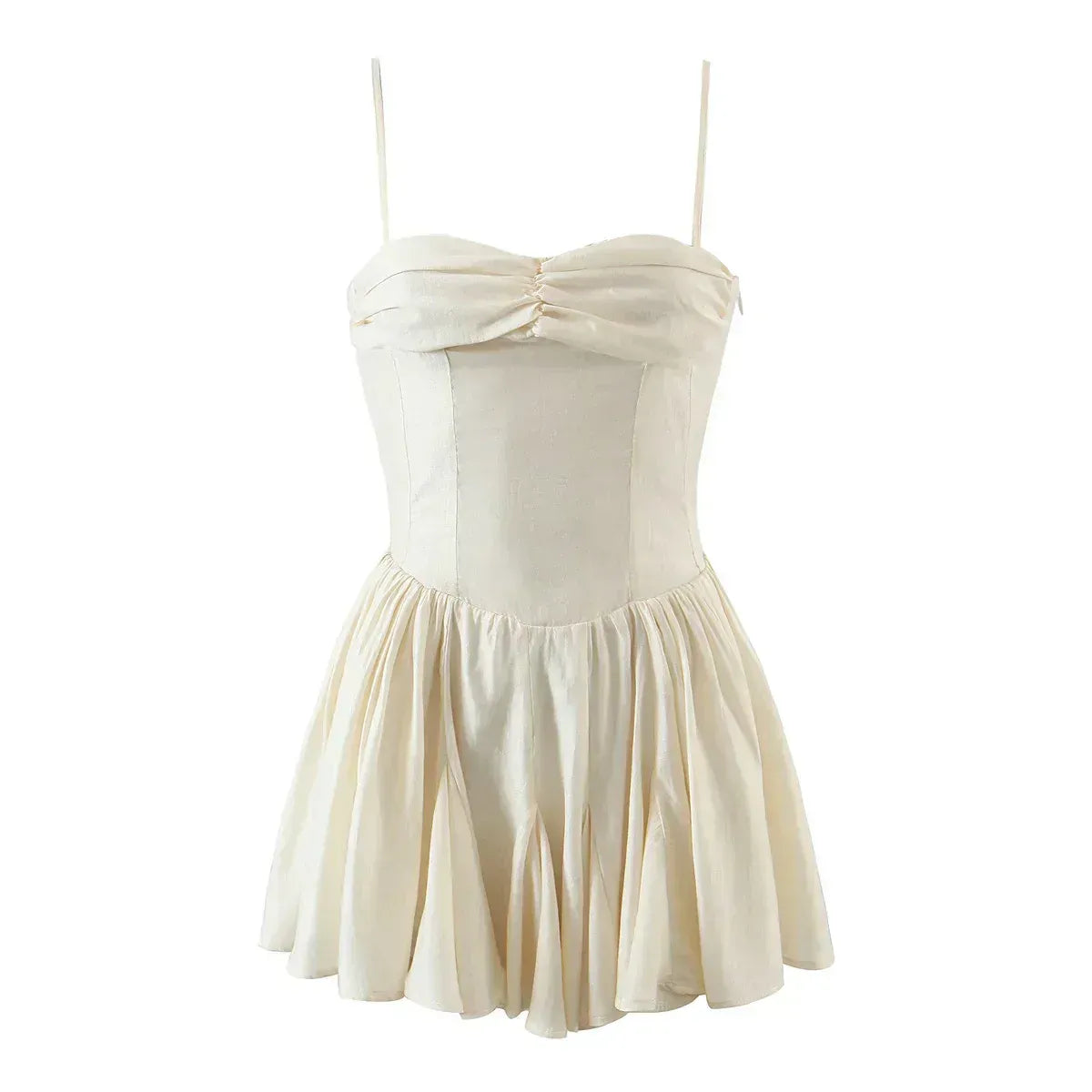 Feminine A-Line Sweetheart Corset Elastic Smocked Back Cream Mini Homecoming Dress
