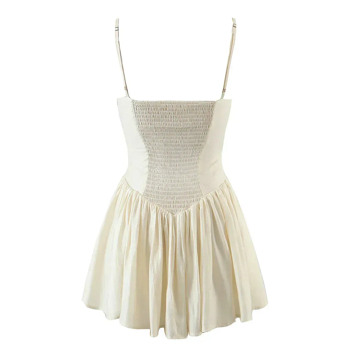 Feminine A-Line Sweetheart Corset Elastic Smocked Back Cream Mini Homecoming Dress
