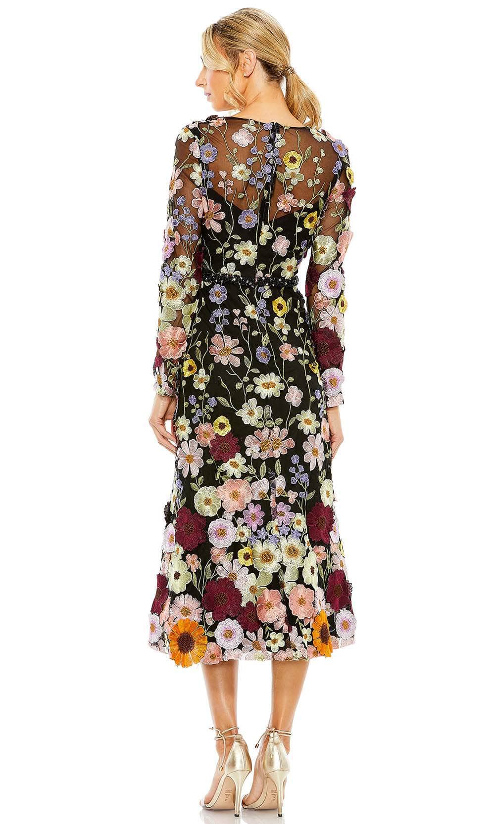 Formal Wear Dresses/ Floral Lace Sheer Long Sleeve Tea Length Sheath Formal Dress Prom Dress/ Evening Dresses For Women ?