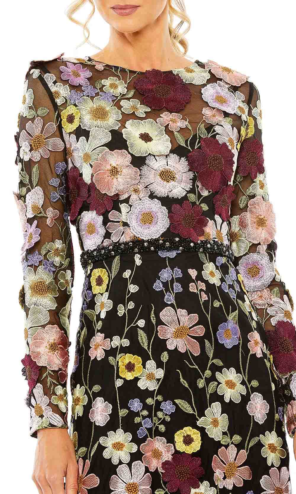 Formal Wear Dresses/ Floral Lace Sheer Long Sleeve Tea Length Sheath Formal Dress Prom Dress/ Evening Dresses For Women ?
