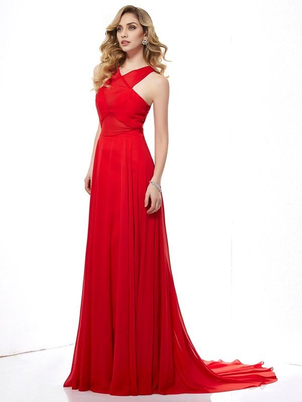 Formal Women's Dresses A-Line Princess Halter Sleeveless Long Chiffon Dresses Party dress Prom Dress Stores