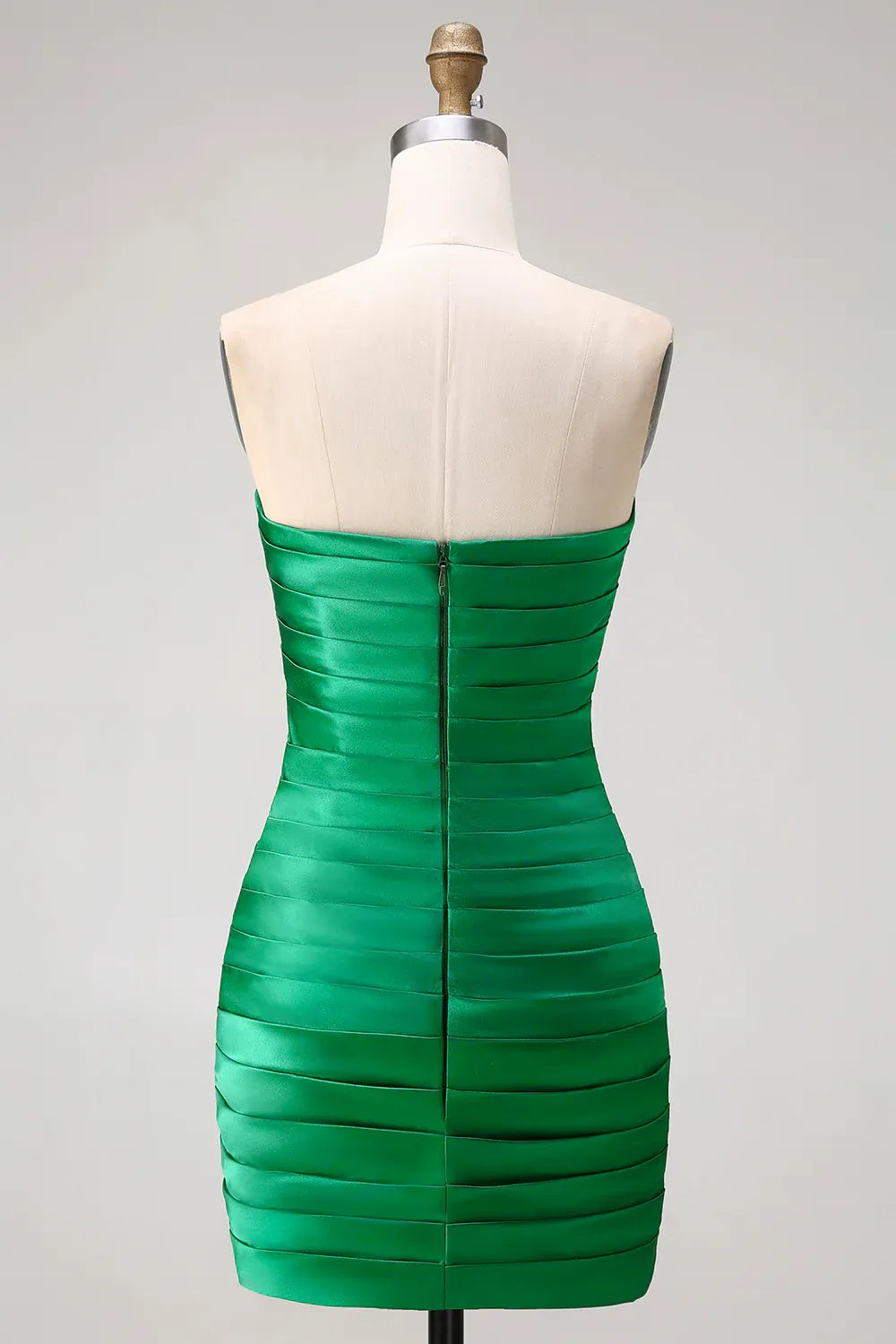 Glamorous A Line Strapless Detachable Bow Ruffled Green Maxi Prom Dress