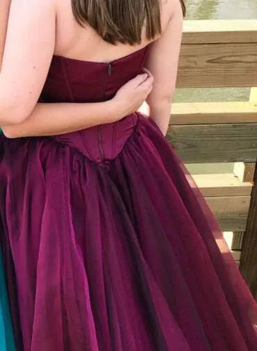 Glamorous Ball Gown Sweetheart Corset Purple Floor Length Prom Dress Custom
