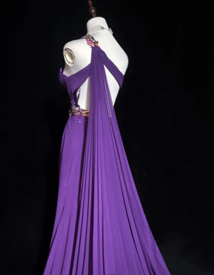 Glamorous Mermaid One-Shoulder Sleeveless Beaded Purple Maxi Prom Dress for Women Custom