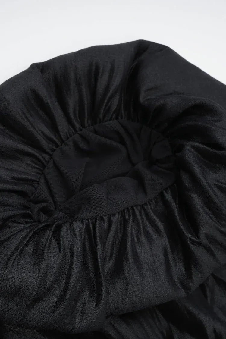 Glamorous Mermaid Square-Neck Short-Sleeve Bow-Accented Black-Sequin Maxi Prom Dress for Women Custom