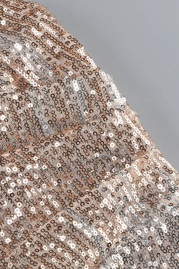 Glamorous Mermaid Strapless Sleeveless Sequin Ombre Rose-Gold Floor-Length Evening Dress for Women
