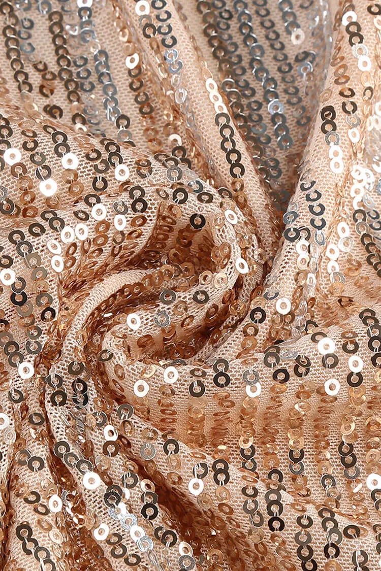 Glamorous Mermaid Strapless Sleeveless Sequin Ombre Rose-Gold Floor-Length Evening Dress for Women
