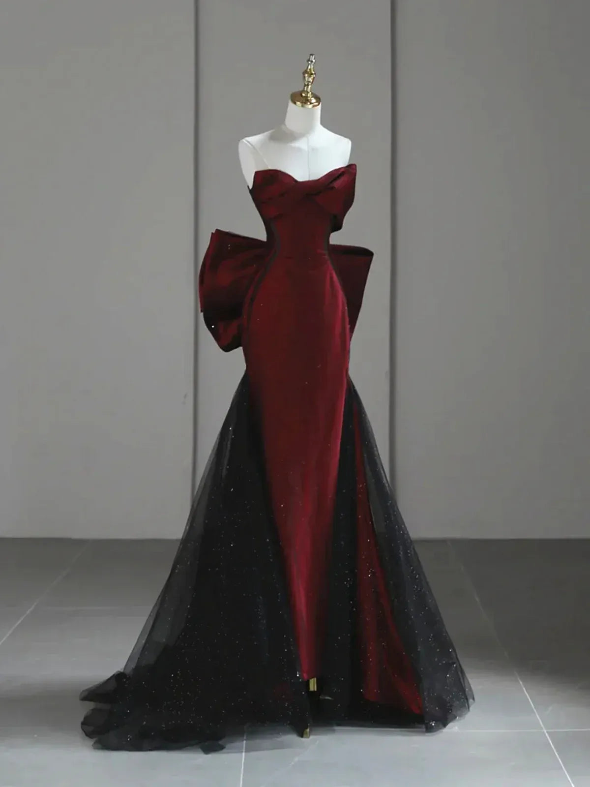 Glamorous Mermaid Sweetheart Bow Burgundy Evening Dress For Ladies Hot Sale