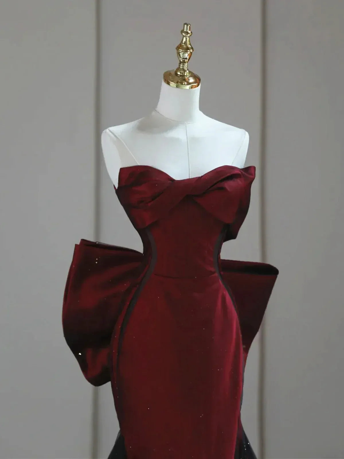 Glamorous Mermaid Sweetheart Bow Burgundy Evening Dress For Ladies Hot Sale