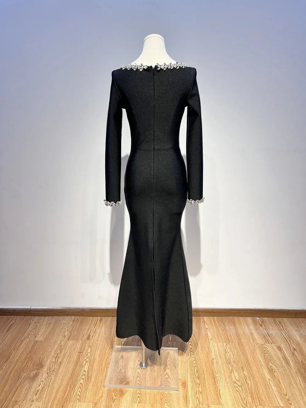 Glamorous Mermaid Sweetheart Long Sleeves Rhinestone Brown Long Prom Dress