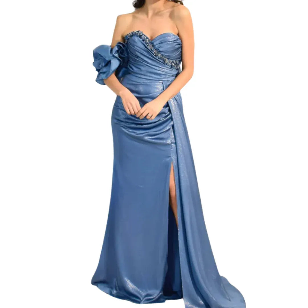 Glamorous Mermaid Sweetheart Neck Beaded Bow Detail Emerald Floor-Length Prom Dresses