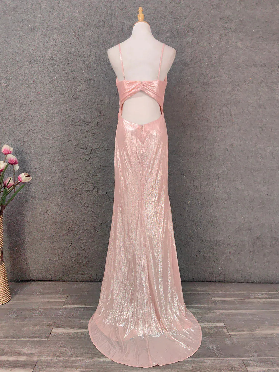 Glamorous Mermaid Sweetheart Neck Sleeveless Shimmer Blush Pink Maxi Prom Dress for Women Ready to Ship